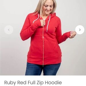Vibrant Red Women's Full Zip Hoodie
